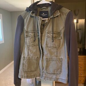 Black & olive green utility jacket